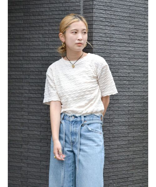 Ungrid（アングリッド）の「カットレースTee（Tシャツ/カットソー・レディース・ブラック/オフホワイト・FREE）」の3枚目の写真