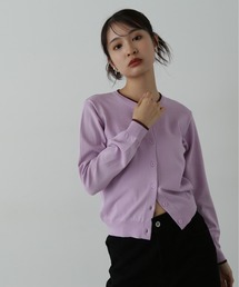 ◆バイカラークルーネックニットカーディガン