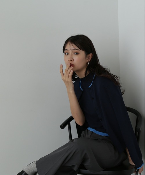 N.（N. Natural Beauty Basic）（エヌエヌナチュラルビューティーベーシック）の「◆バイカラークルーネックニットカーディガン（カーディガン/ボレロ・レディース・ブラウン/ネイビー/ライラック・MEDIUM）」の12枚目の写真