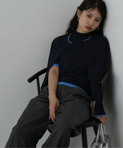 N.（N. Natural Beauty Basic）（エヌエヌナチュラルビューティーベーシック）の「◆バイカラークルーネックニットカーディガン（カーディガン/ボレロ・レディース・ブラウン/ネイビー/ライラック・MEDIUM）」の13枚目の写真