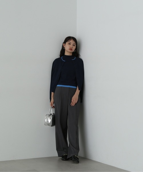 N.（N. Natural Beauty Basic）（エヌエヌナチュラルビューティーベーシック）の「◆バイカラークルーネックニットカーディガン（カーディガン/ボレロ・レディース・ブラウン/ネイビー/ライラック・MEDIUM）」の14枚目の写真