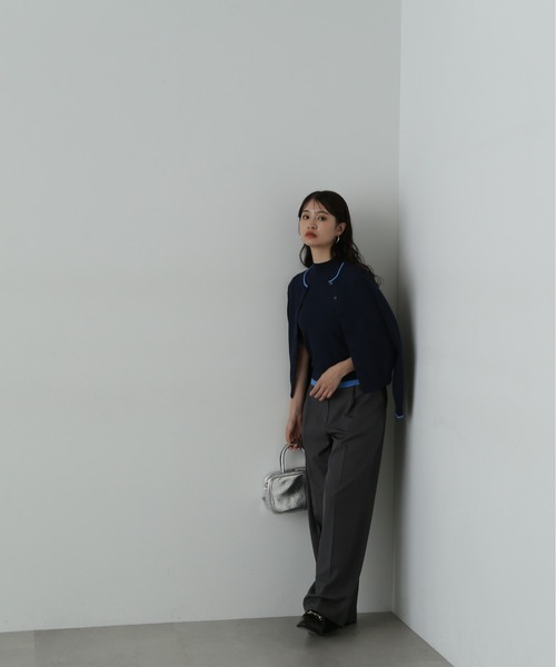 N.（N. Natural Beauty Basic）（エヌエヌナチュラルビューティーベーシック）の「◆バイカラークルーネックニットカーディガン（カーディガン/ボレロ・レディース・ブラウン/ネイビー/ライラック・MEDIUM）」の15枚目の写真