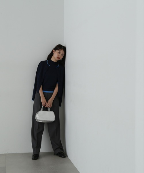 N.（N. Natural Beauty Basic）（エヌエヌナチュラルビューティーベーシック）の「◆バイカラークルーネックニットカーディガン（カーディガン/ボレロ・レディース・ブラウン/ネイビー/ライラック・MEDIUM）」の16枚目の写真