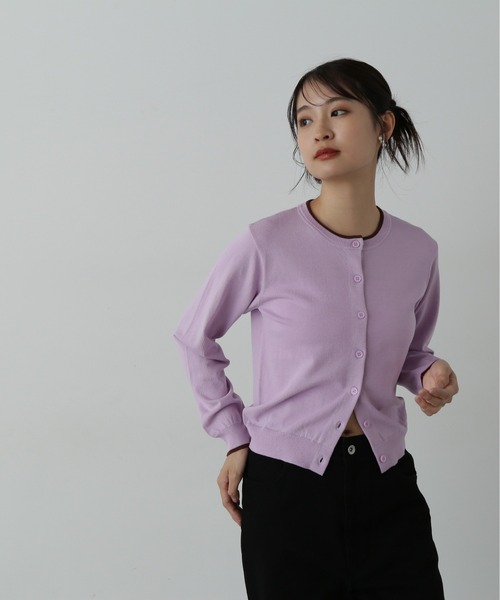 N.（N. Natural Beauty Basic）（エヌエヌナチュラルビューティーベーシック）の「◆バイカラークルーネックニットカーディガン（カーディガン/ボレロ・レディース・ブラウン/ネイビー/ライラック・MEDIUM）」の17枚目の写真