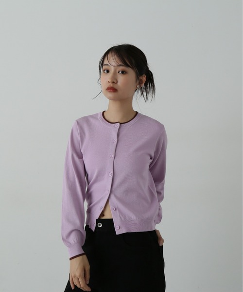 N.（N. Natural Beauty Basic）（エヌエヌナチュラルビューティーベーシック）の「◆バイカラークルーネックニットカーディガン（カーディガン/ボレロ・レディース・ブラウン/ネイビー/ライラック・MEDIUM）」の18枚目の写真