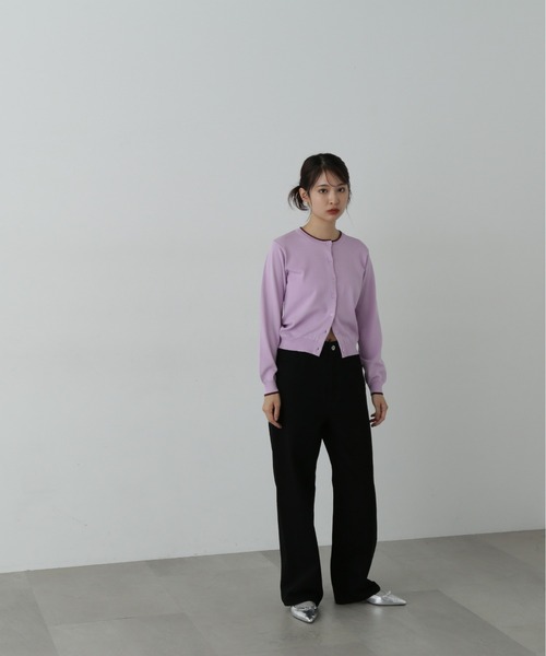 N.（N. Natural Beauty Basic）（エヌエヌナチュラルビューティーベーシック）の「◆バイカラークルーネックニットカーディガン（カーディガン/ボレロ・レディース・ブラウン/ネイビー/ライラック・MEDIUM）」の19枚目の写真