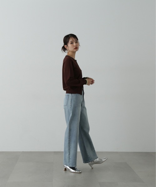 N.（N. Natural Beauty Basic）（エヌエヌナチュラルビューティーベーシック）の「◆バイカラークルーネックニットカーディガン（カーディガン/ボレロ・レディース・ブラウン/ネイビー/ライラック・MEDIUM）」の7枚目の写真