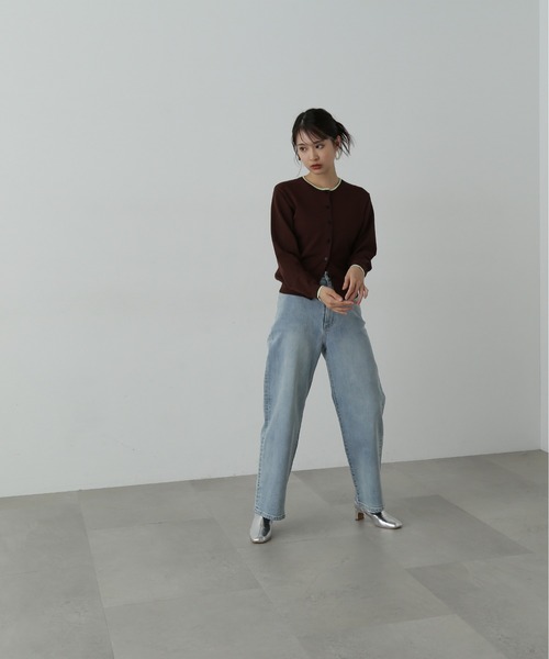 N.（N. Natural Beauty Basic）（エヌエヌナチュラルビューティーベーシック）の「◆バイカラークルーネックニットカーディガン（カーディガン/ボレロ・レディース・ブラウン/ネイビー/ライラック・MEDIUM）」の8枚目の写真