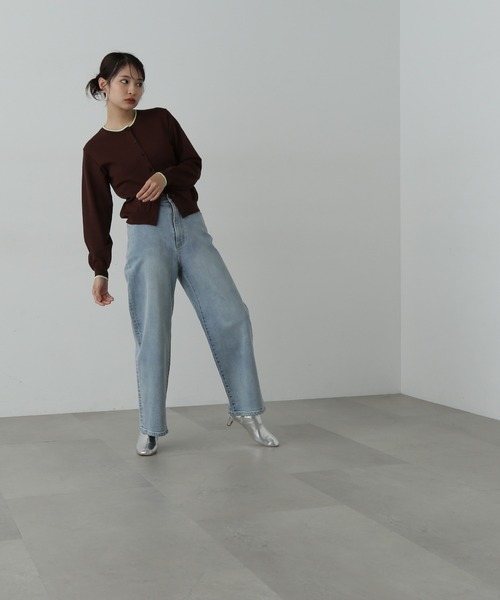 N.（N. Natural Beauty Basic）（エヌエヌナチュラルビューティーベーシック）の「◆バイカラークルーネックニットカーディガン（カーディガン/ボレロ・レディース・ブラウン/ネイビー/ライラック・MEDIUM）」の9枚目の写真