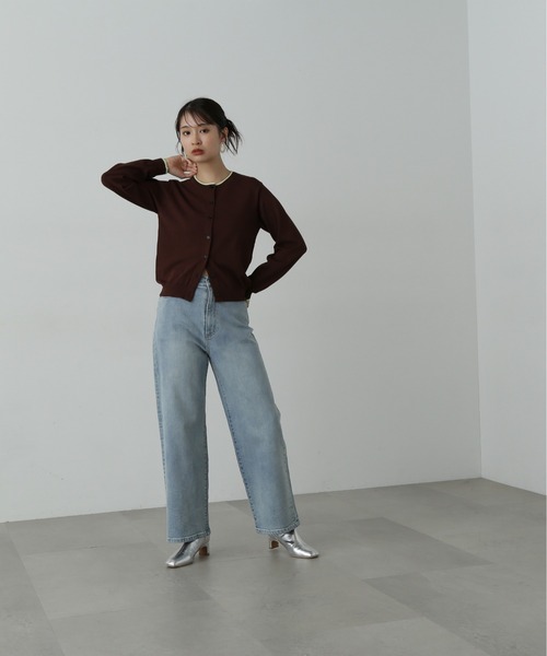 N.（N. Natural Beauty Basic）（エヌエヌナチュラルビューティーベーシック）の「◆バイカラークルーネックニットカーディガン（カーディガン/ボレロ・レディース・ブラウン/ネイビー/ライラック・MEDIUM）」の10枚目の写真