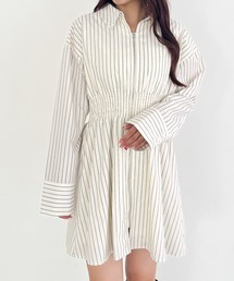 Heather | ストライプZIPシャツワンピース　143895(シャツワンピース)