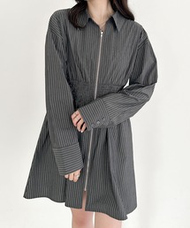 Heather | ストライプZIPシャツワンピース　143895(シャツワンピース)