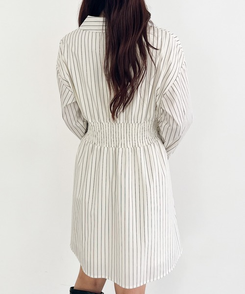 Heather（ヘザー）の「ストライプZIPシャツワンピース 143895