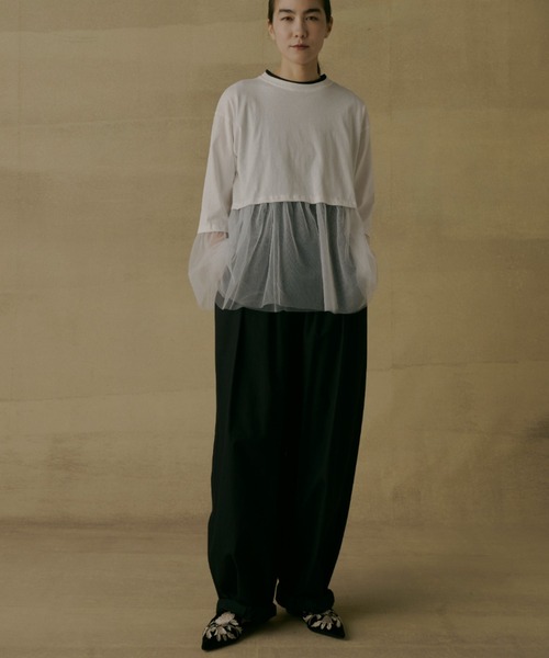 Libra Cue(リブラ キュー)の「シアードッキングカットソー(Tシャツ/カットソー・レディース・ホワイト/ブラック・FREE)」の5枚目の写真