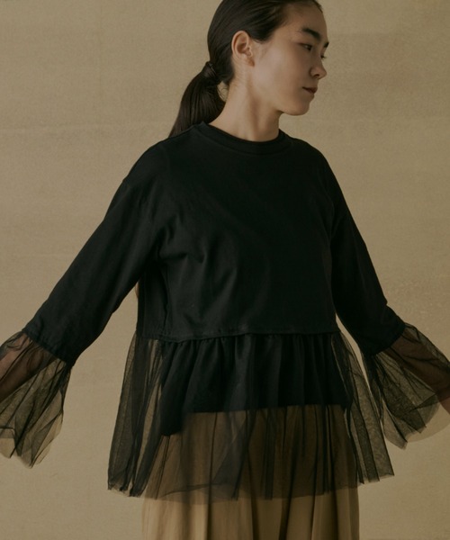 Libra Cue(リブラ キュー)の「シアードッキングカットソー(Tシャツ/カットソー・レディース・ホワイト/ブラック・FREE)」の9枚目の写真