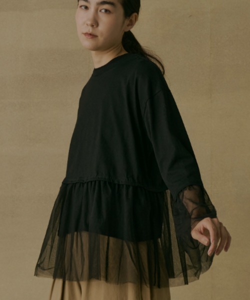 Libra Cue(リブラ キュー)の「シアードッキングカットソー(Tシャツ/カットソー・レディース・ホワイト/ブラック・FREE)」の8枚目の写真