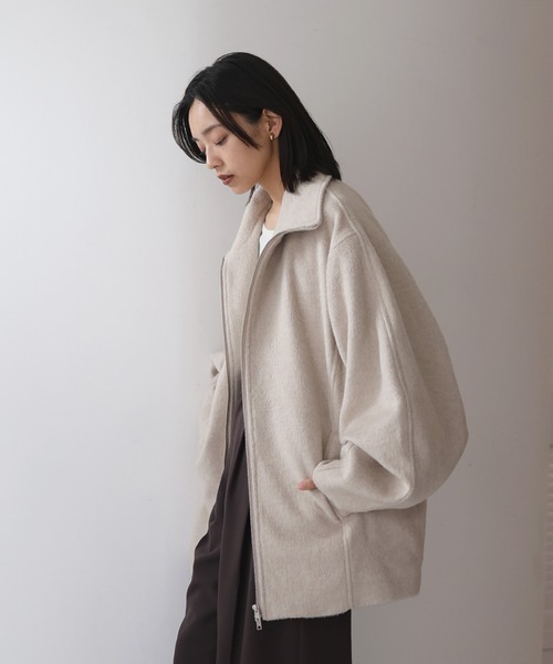 hellam フェイクビーバー ショート丈Wジップブルゾン