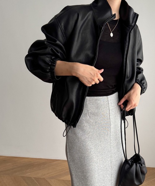 CANAL JEAN（キャナルジーン）の「diggity スタンドカラー合皮ブルゾン