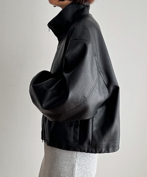 CANAL JEAN（キャナルジーン）の「diggity スタンドカラー合皮ブルゾン