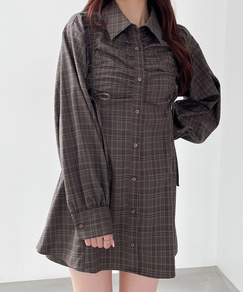 Heather（ヘザー）の「ドロストリボンチュニックシャツ　148934（シャツ/ブラウス・レディース・アイボリー/ブラウン系その他/ブラウン・FREE）」の10枚目の写真