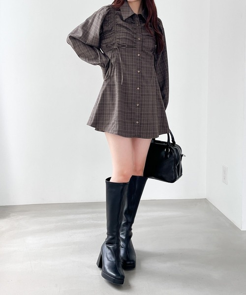 Heather（ヘザー）の「ドロストリボンチュニックシャツ　148934（シャツ/ブラウス・レディース・アイボリー/ブラウン系その他/ブラウン・FREE）」の12枚目の写真