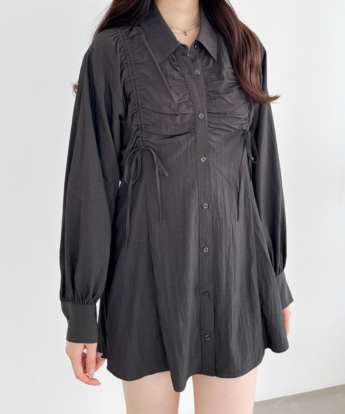 Heather（ヘザー）の「ドロストリボンチュニックシャツ　148934（シャツ/ブラウス・レディース・アイボリー/ブラウン系その他/ブラウン・FREE）」の14枚目の写真