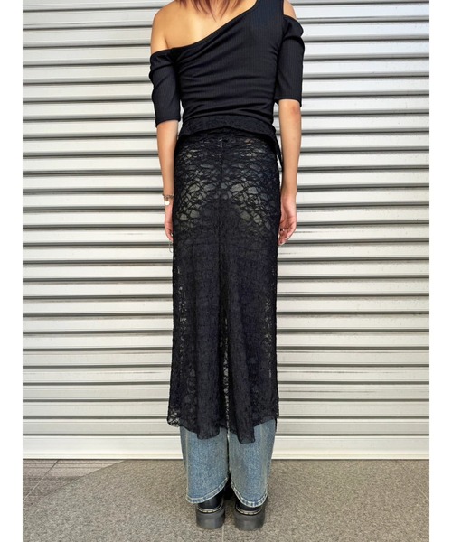 EGOIST(エゴイスト)の「レースシャツライクロングスカート(スカート・レディース・ブラック・FREE)」の7枚目の写真