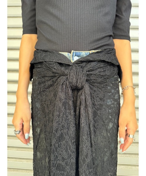 EGOIST(エゴイスト)の「レースシャツライクロングスカート(スカート・レディース・ブラック・FREE)」の8枚目の写真