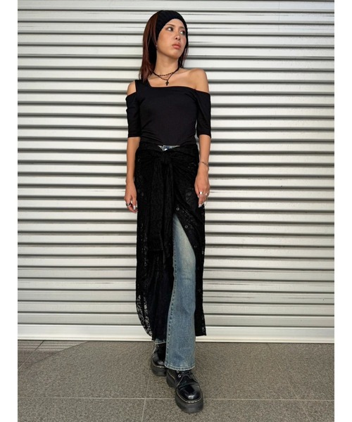 EGOIST(エゴイスト)の「レースシャツライクロングスカート(スカート・レディース・ブラック・FREE)」の11枚目の写真