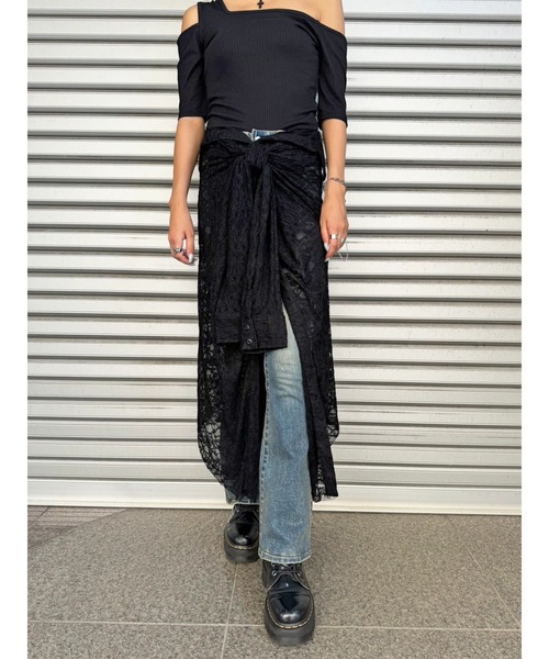 EGOIST(エゴイスト)の「レースシャツライクロングスカート(スカート・レディース・ブラック・FREE)」の13枚目の写真