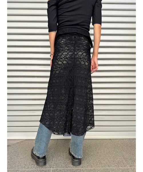 EGOIST(エゴイスト)の「レースシャツライクロングスカート(スカート・レディース・ブラック・FREE)」の15枚目の写真