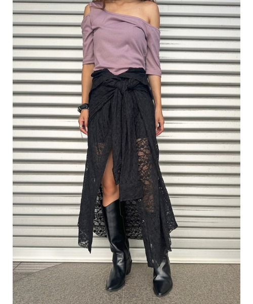EGOIST(エゴイスト)の「レースシャツライクロングスカート(スカート・レディース・ブラック・FREE)」の17枚目の写真