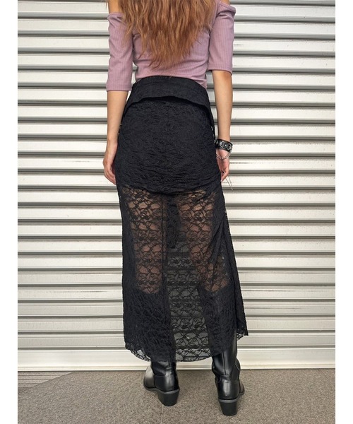 EGOIST(エゴイスト)の「レースシャツライクロングスカート(スカート・レディース・ブラック・FREE)」の18枚目の写真