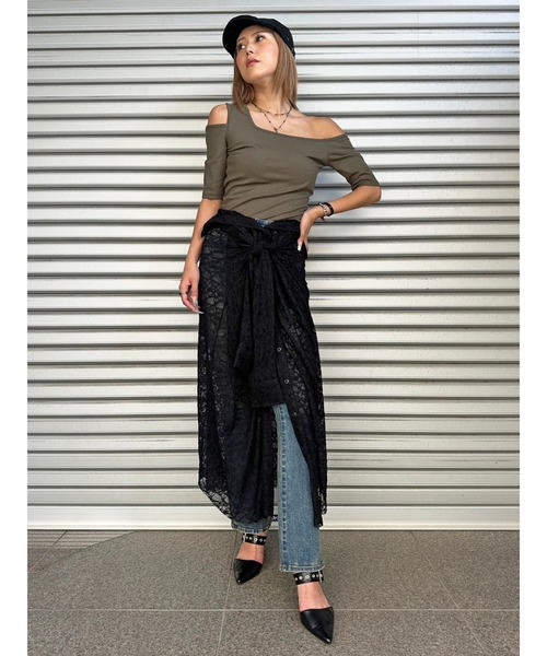 EGOIST(エゴイスト)の「レースシャツライクロングスカート(スカート・レディース・ブラック・FREE)」の19枚目の写真
