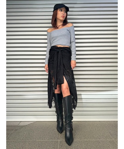 EGOIST(エゴイスト)の「レースシャツライクロングスカート(スカート・レディース・ブラック・FREE)」の20枚目の写真