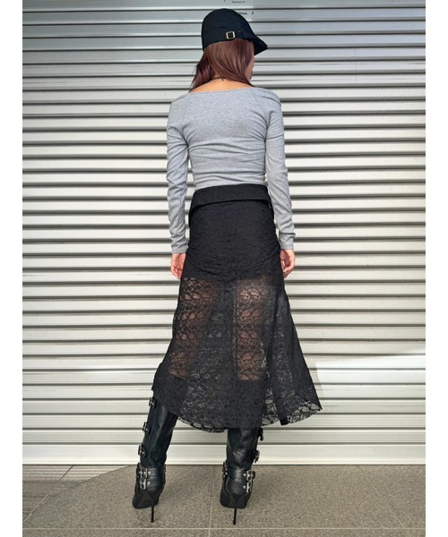 EGOIST(エゴイスト)の「レースシャツライクロングスカート(スカート・レディース・ブラック・FREE)」の22枚目の写真