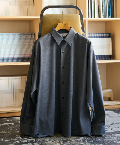 417 EDIFICE（フォーワンセブンエディフィス）の「【LE JAPON】 Akita Wool レギュラーシャツ（シャツ/ブラウス・メンズ・チャコールグレー/ブラック/ベージュ/ブラウン・SMALL/MEDIUM/LARGE）」の2枚目の写真