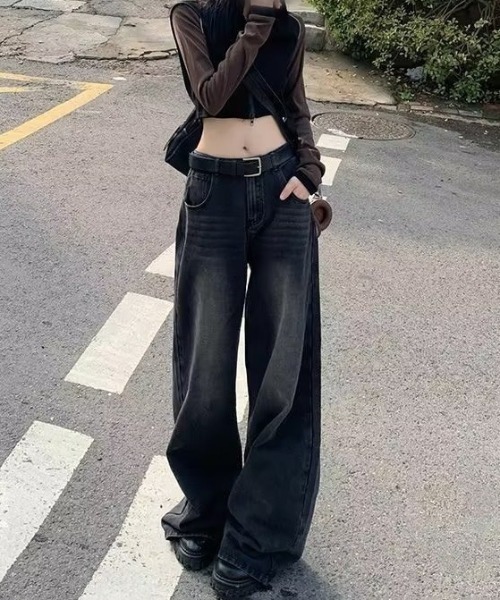 ❤️早い者勝ち❤️off-white デニムパンツ　レディース　ブラックブルー ブラックワイドデニム（デニムパンツ）｜shameless（シェイム