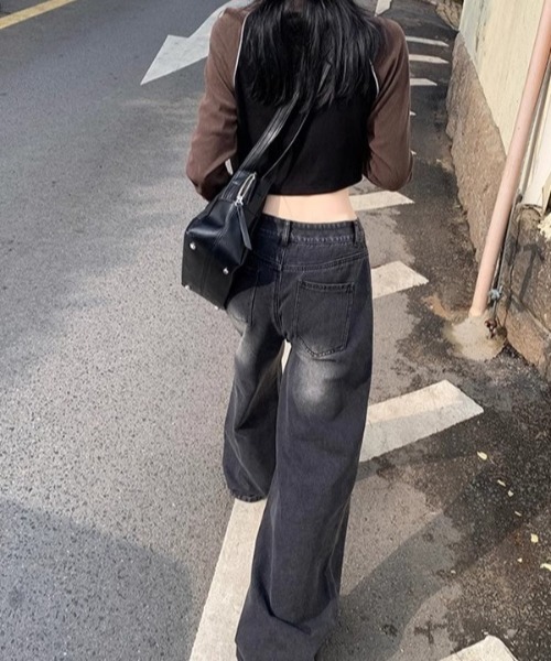 shameless(シェイムレス)の「ブラックワイドデニム(デニムパンツ・レディース・ブラック・M/L)」の10枚目の写真