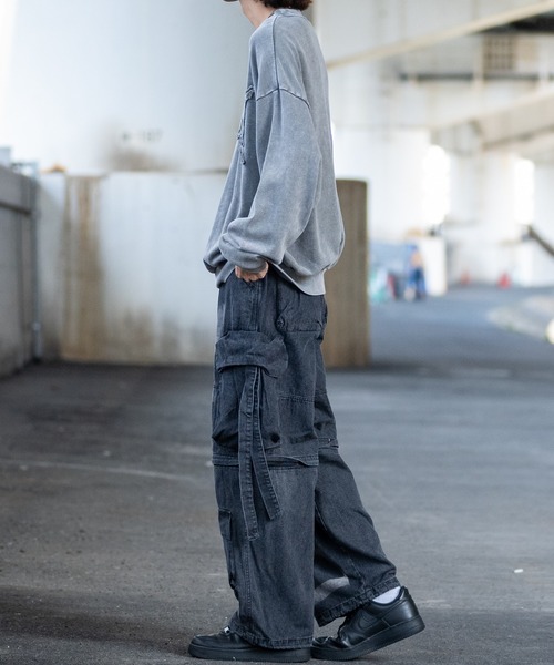 JOHN'S CLOSET(ジョンズクローゼット)の「【13】グランジデザイン オーバーサイズ クルーネックスウェット(スウェット・メンズ・オフホワイト/チャコールグレー/ライトグレー/パープル/スモークピンク/ブラウン・LARGE/MEDIUM)」の16枚目の写真