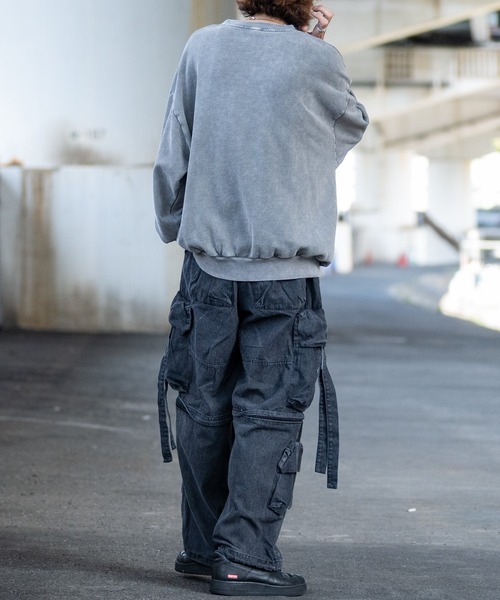 JOHN'S CLOSET(ジョンズクローゼット)の「【13】グランジデザイン オーバーサイズ クルーネックスウェット(スウェット・メンズ・オフホワイト/チャコールグレー/ライトグレー/パープル/スモークピンク/ブラウン・LARGE/MEDIUM)」の17枚目の写真