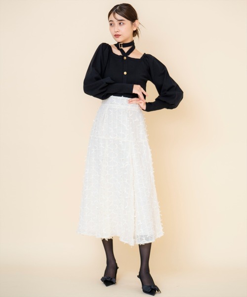 REDYAZEL(レディアゼル)の「リボンモチーフフレアスカート(スカート・レディース・ベージュ/ブラック・SMALL/MEDIUM)」の10枚目の写真