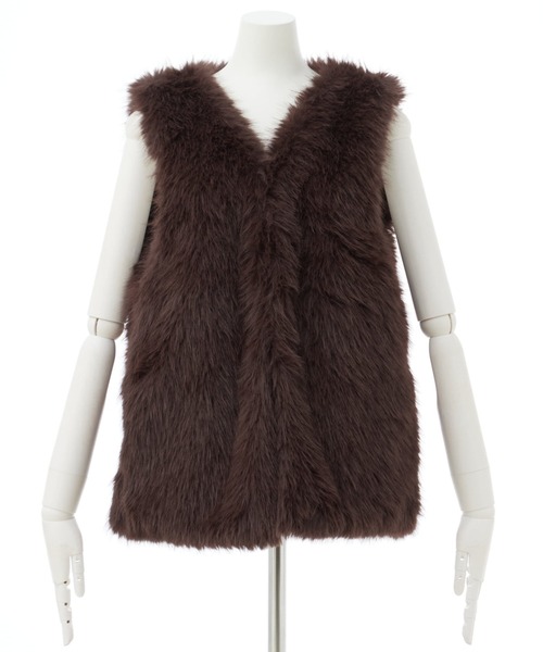 INGNI（イング）の「エコファーベスト（ベスト・レディース・ブラウン/グレー/アイボリー・M）」の13枚目の写真