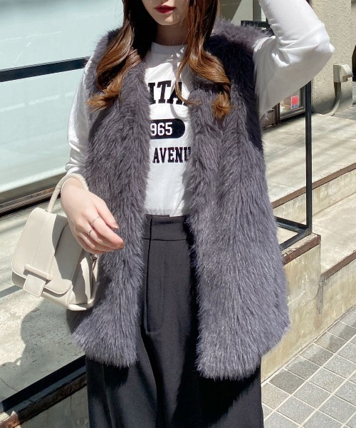 INGNI（イング）の「エコファーベスト（ベスト・レディース・ブラウン/グレー/アイボリー・M）」の16枚目の写真