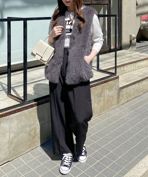 INGNI（イング）の「エコファーベスト（ベスト・レディース・ブラウン/グレー/アイボリー・M）」の19枚目の写真