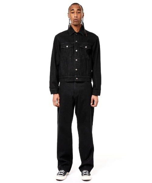 【関税込み】Sky High Farm Workwear デニムジャケット Sky High Farm Workwearのネイビー ロゴ刺繍 デニムジャケットが