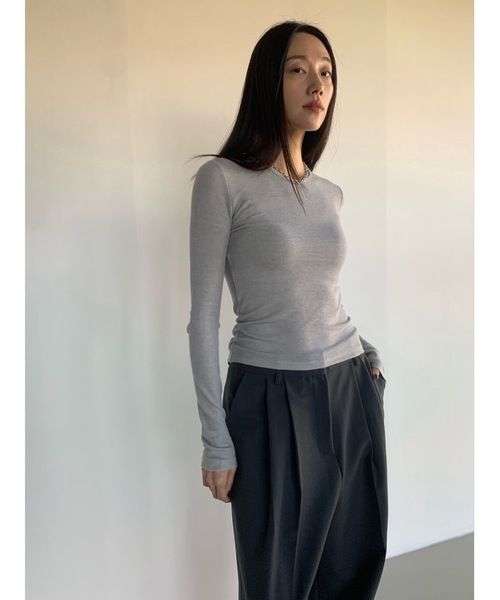 ウールブレンドテンセル起毛ラウンドロンT（Tシャツ/カットソー