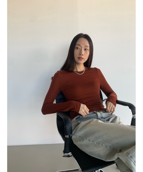 tシャツ ウールブレンドテンセル起毛ラウンドロンT レディース Didot.showroom tシャツ ウールブレンドテンセル起毛ラウンド