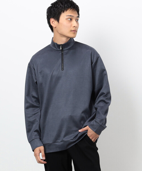 COMME CA ISM（コムサイズム）の「スエードタッチ ハーフジップ プルオーバー（Tシャツ/カットソー・メンズ・チャコール/グレー/ブルー・MEDIUM/LARGE）」の3枚目の写真