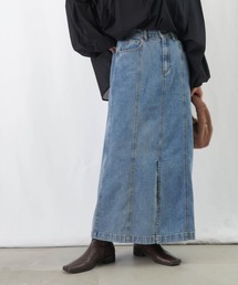 LUCA/LADY LUCK LUCA | LC/LLL 硫化染めナローデニムスカート / フロントスリットデニムタイトスカート(デニムスカート)